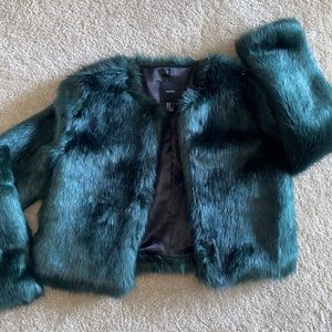 Green faux fur jacket